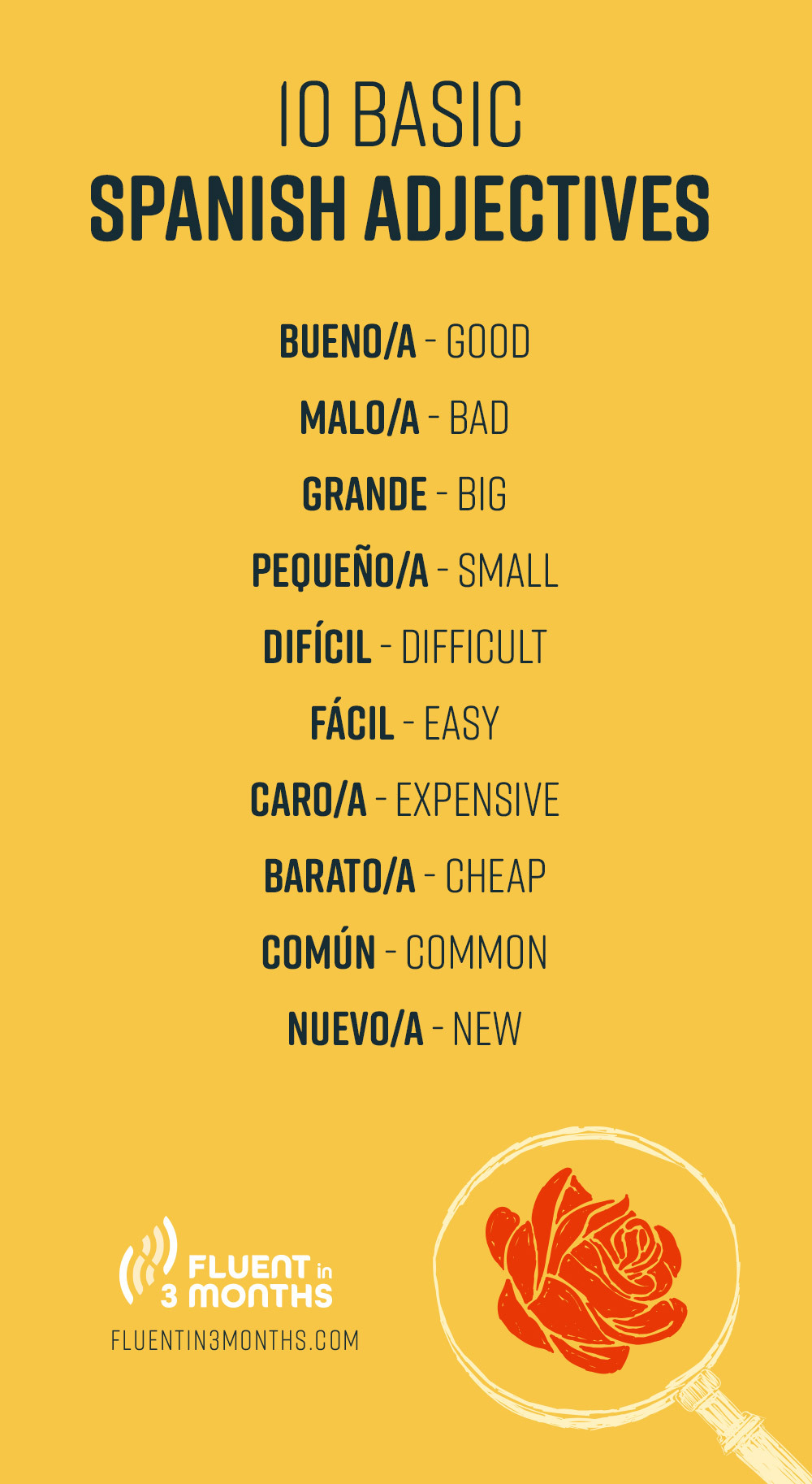10 Basic Spanish Adjectives 
